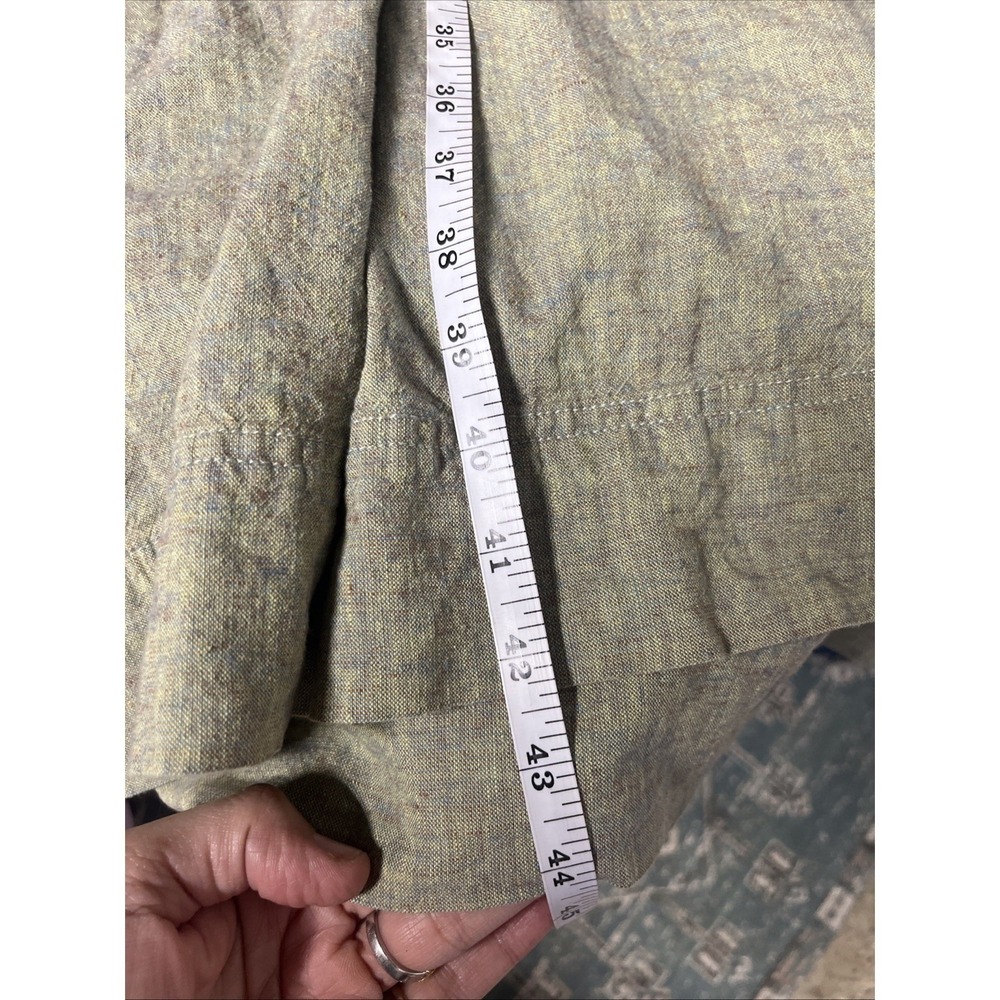 Urban Outfitters Linen Blend Midi Dress Sage Olive Green Smocked Button Front M - Picture 13 of 13